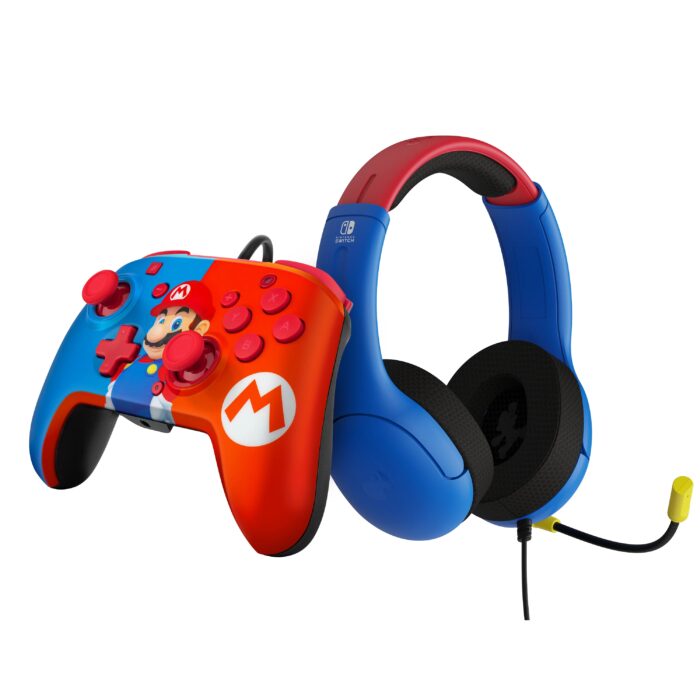 PDP NINTENDO SWITCH ŽIČNE AIRLITE SLUŠALKE & REMATCH KONTROLER - MARIO