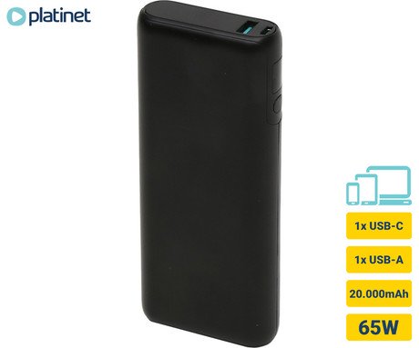 Platinet PMPB2065B powerbank polnilna baterija, 65W, 20.000mAh, Quick Charge