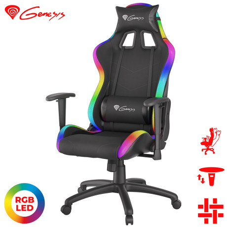 GENESIS gaming stol TRIT 500 RGB, ergonomski, RGB LED osvetlitev,