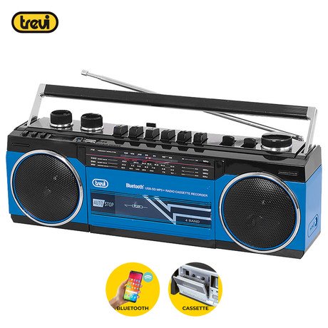 TREVI RR 501 BT Radijski kasetofon s tehnologijo Bluetooth, MW/FM/SW1/SW2,