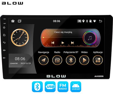 BLOW AVH9991 avto radio, 1 DIN, Android 12, FM Radio, RDS, Bluetooth, 4x50W, LCD