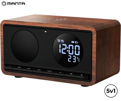 MANTA RDI912 RIMINI radijski sprejemnik / ura / budilka / brezžični polnilec,