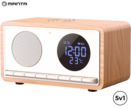 MANTA RDI912 RIMINI radijski sprejemnik / ura / budilka / brezžični polnilec,