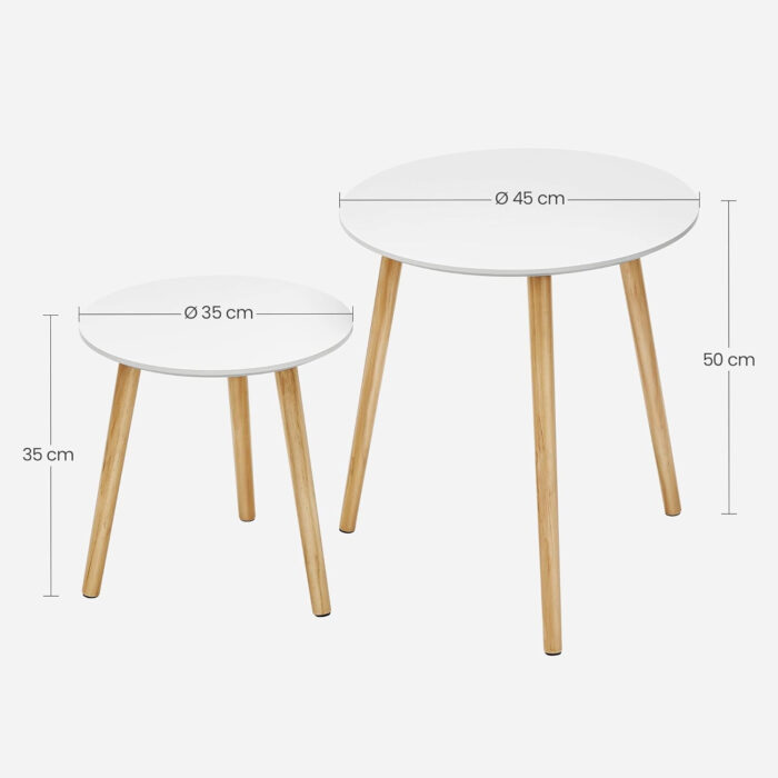 SONGMICS Miza 2X za dnevni prostor 45 x 50 x 45cm bela, LET07WN - Image 4