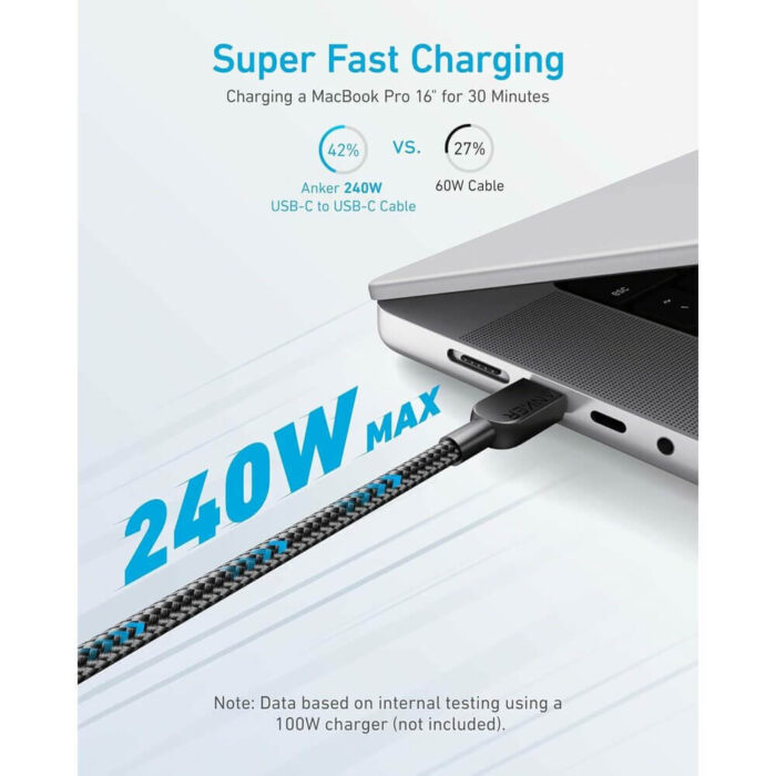Anker 310 USB-C na USB-C kabel 240 W, 1,8m, črn - Image 4