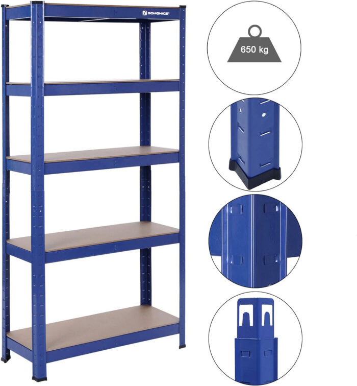 SONGMICS Regal 150 x 75 x 30 cm rjavo-moder,GLR30Q - Image 4