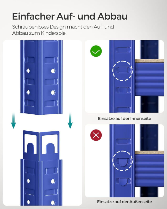 SONGMICS Regal 200 x 100 x 50 cm rjavo-moder,GLR050Q01 - Image 4