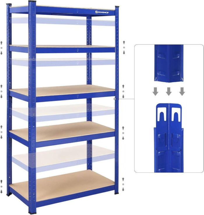 SONGMICS Regal 90 x 180 x 40 cm rjavo-moder,GLR40Q - Image 5