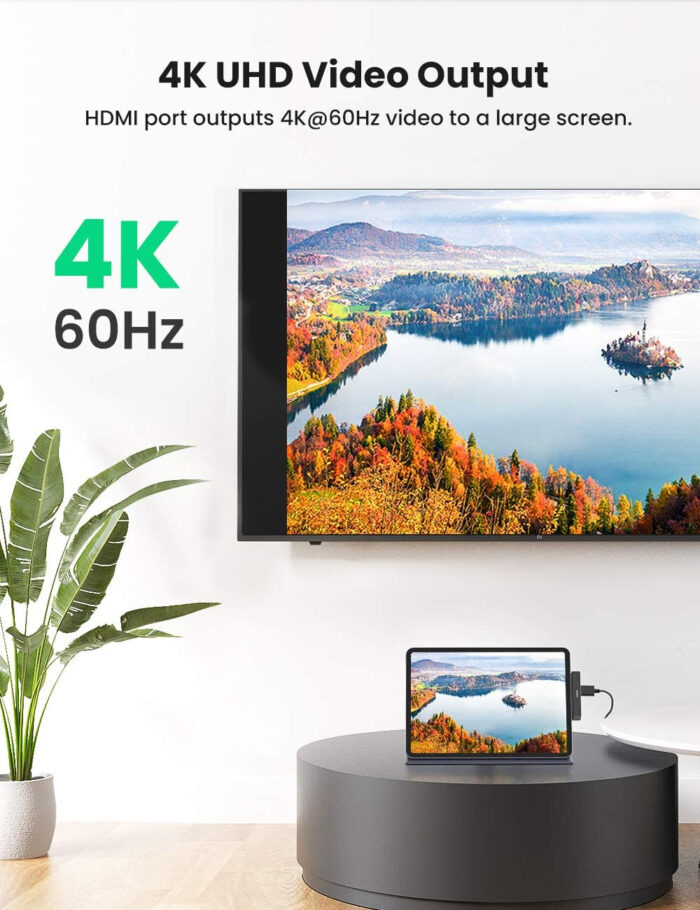 Ugreen USB-C na 2xUSB 3.0+HDMI+3.5mm+PD iPad Converter - box - Image 5