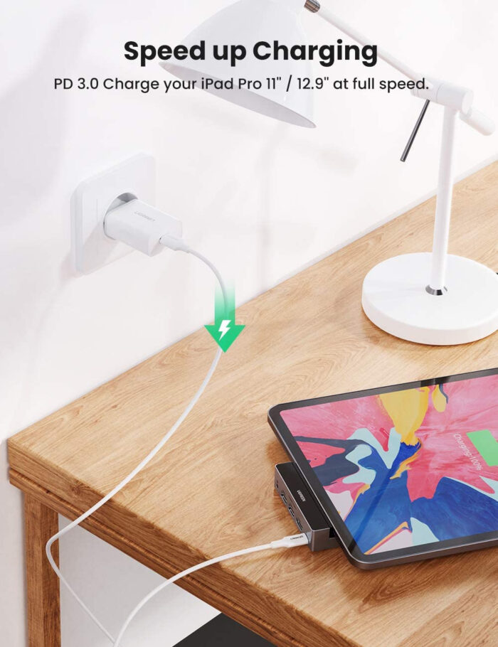 Ugreen USB-C na 2xUSB 3.0+HDMI+3.5mm+PD iPad Converter - box - Image 6