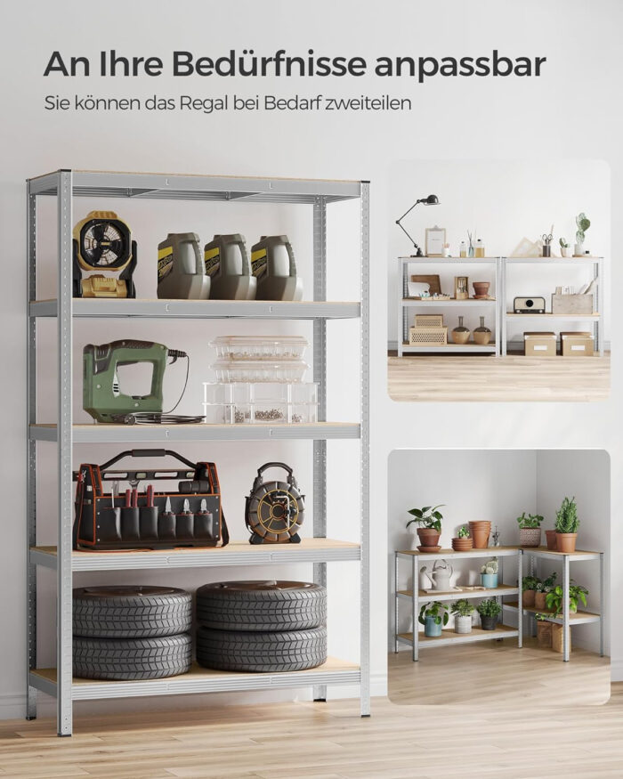 SONGMICS Regal 60 x 120 x 200 cm rjavo-srebrno,GLR060E01 - Image 5