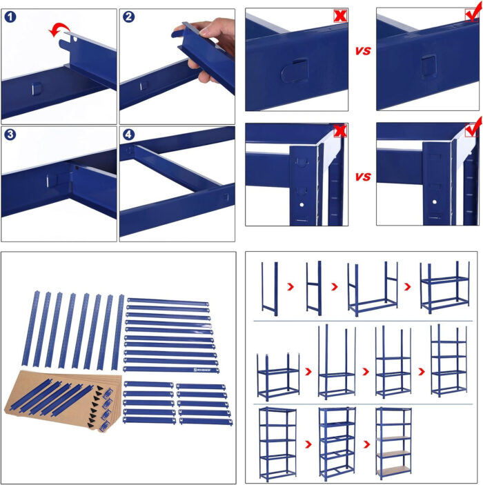 SONGMICS Regal 150 x 75 x 30 cm rjavo-moder,GLR30Q - Image 5