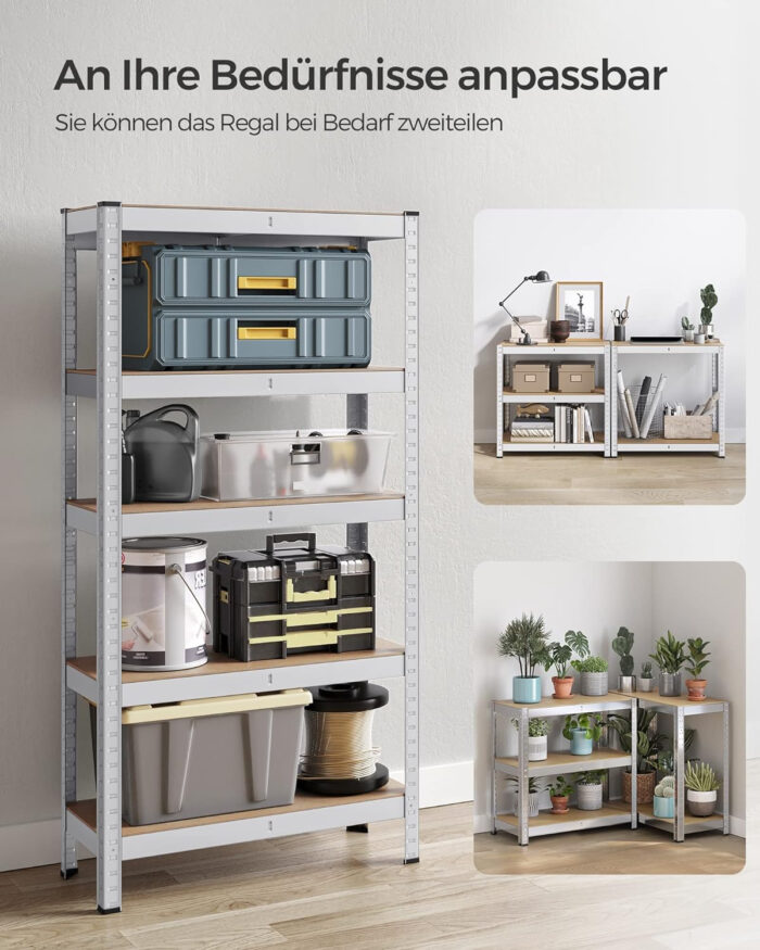 SONGMICS Regal 30 x 75 x 150 cm rjavo-srebrn,-GLR030E01 - Image 5