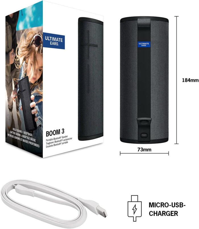 Logitech Ultimate Ears Boom 3 Prenosni vodotesni Bluetooth zvočnik- črn - Image 5