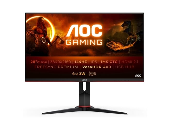 LED monitor AOC U28G2XU2/BK (28" 4K UHD IPS 144Hz, HDMI 2.1) Gaming