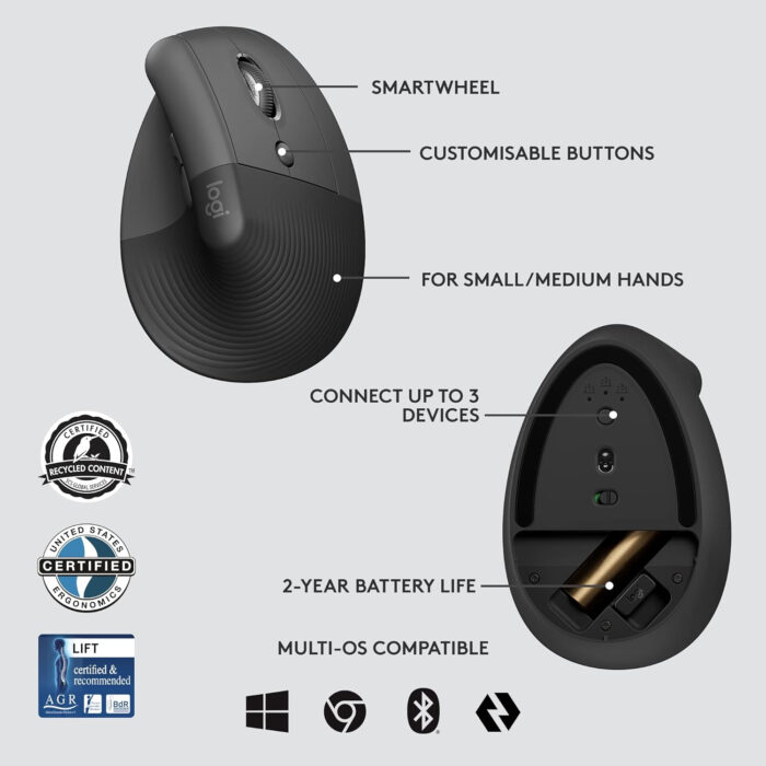 Logitech Miška Lift for Business, grafitna OEM - Image 3