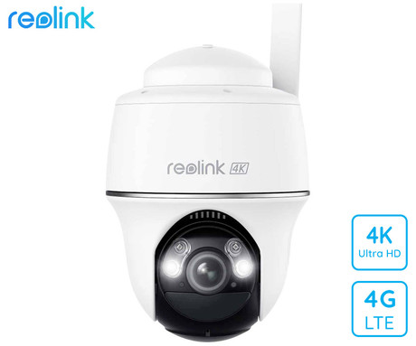 Reolink GO PT ULTRA IP kamera, bela Ultra HD, 4G LTE, baterija, vrtenje in