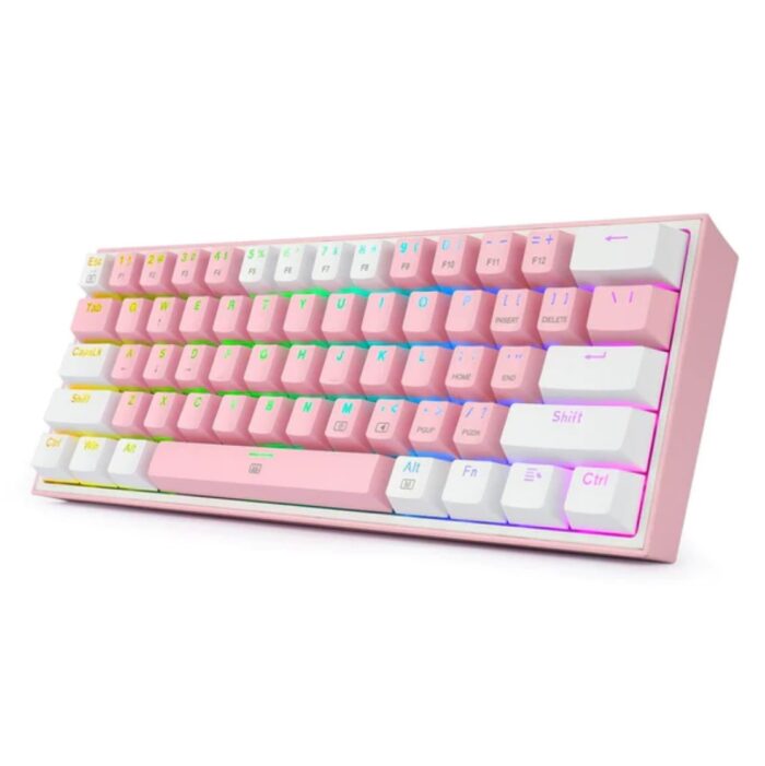 REDRAGON FIZZ RAINBOW K617 RGB MEHANSKA TIPKOVNICA ROZA/BELA - RDEČA STIKALA - Image 3