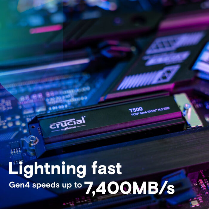Crucial T500 1TB PCIe Gen4 NVMe M.2 SSD s hladilnikom - Image 3