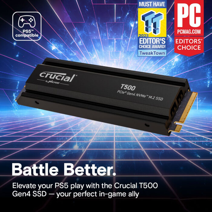 Crucial T500 1TB PCIe Gen4 NVMe M.2 SSD s hladilnikom - Image 5