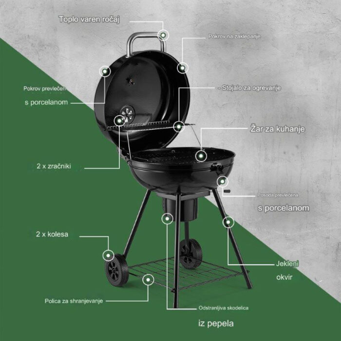 VonHaus Kettle BBQ žar na oglje - Image 6