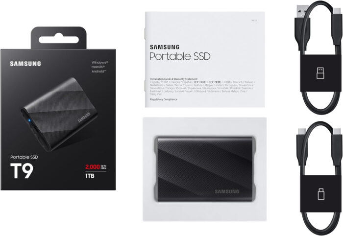 Samsung T9 zunanji SSD 1TB Type-C USB 3.2 Gen2x2 V-NAND UASP, črn - Image 6