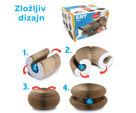 Pet Toys praskalnik za mačke, 3v1, igrača, žoga, zložljiv, 23x11x11cm - Image 6