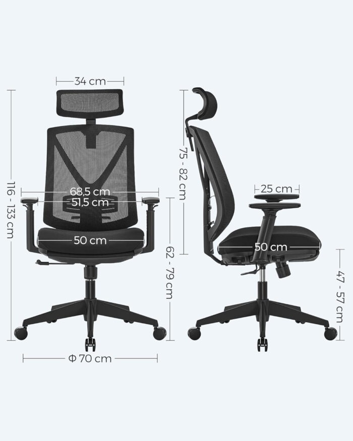 SONGMICS pisarniški stol, črn, OBN61BKV1 - Image 5