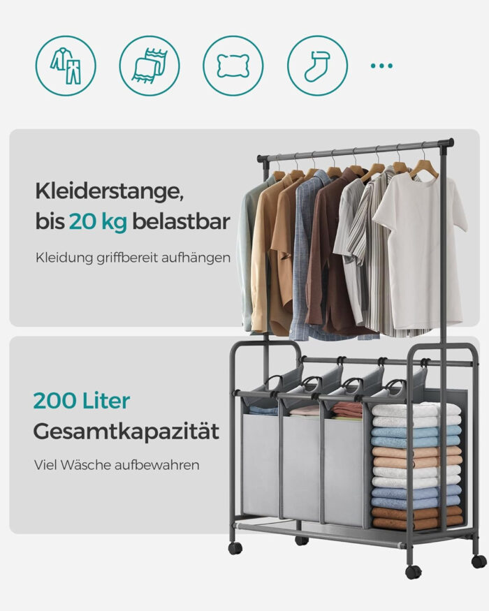 SONGMICS Košara za perilo s 4 predelki RLS44GS - Image 4