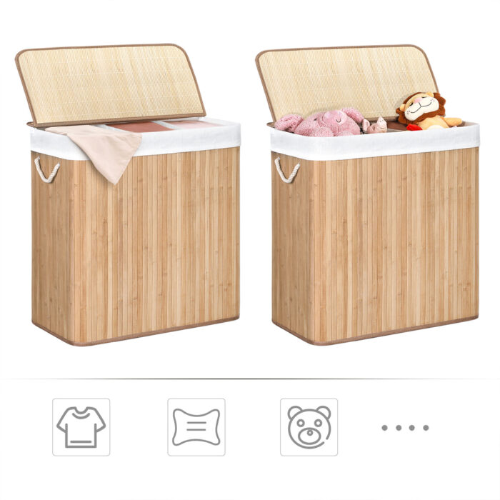 SONGMICS Košara za perilo Bamboo 3 x 50L, LCB091N01 - Image 6