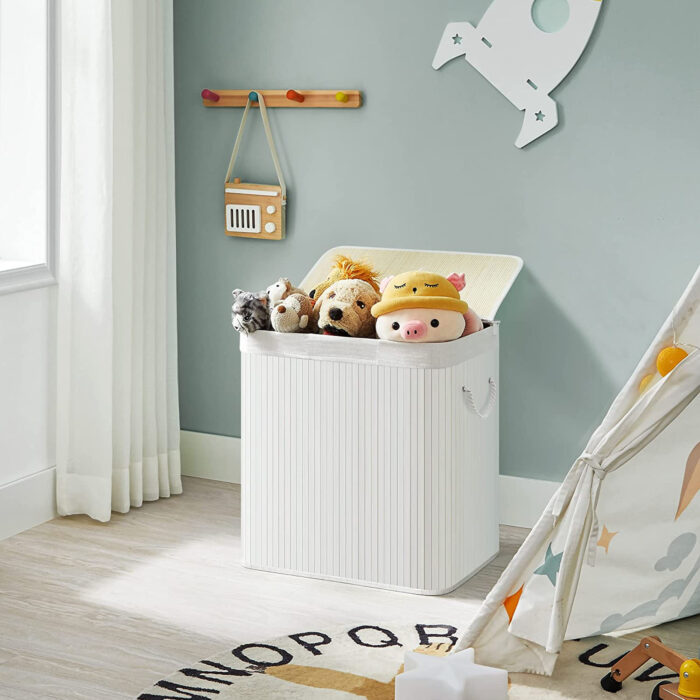 SONGMICS Košara za perilo White 3 x 50L bela, LCB091W01 - Image 3