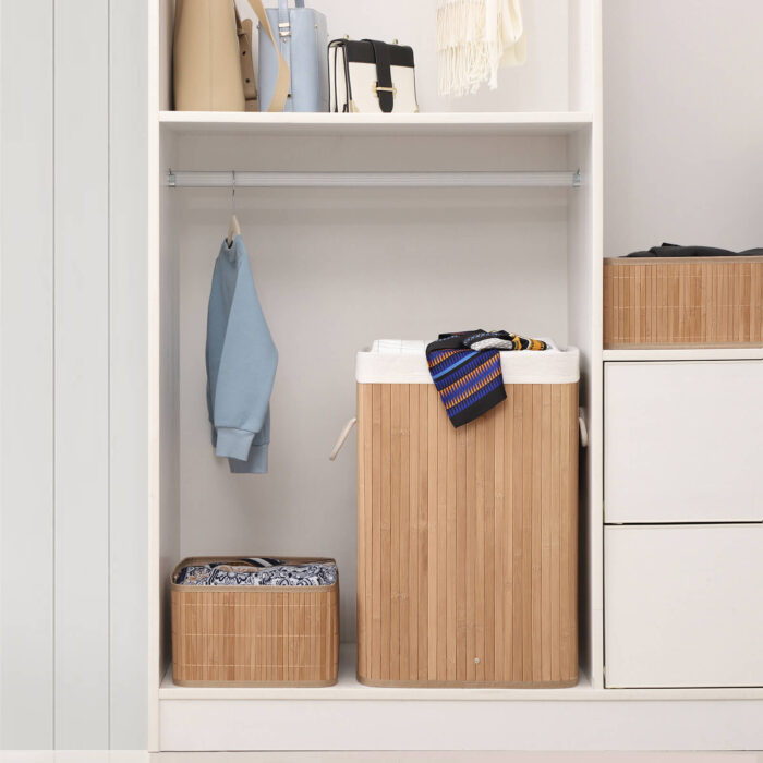 SONGMICS Košara za perilo Bamboo 72L 40 x 30 x 60 cm naravna, LCB10Y - Image 3