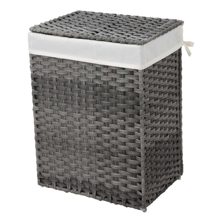 SONGMICS Košara za perilo Ratan 90L siva, LCB51WG - Image 3
