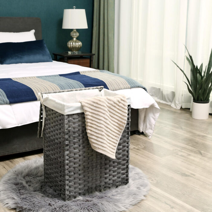SONGMICS Košara za perilo Ratan 90L siva, LCB51WG - Image 6