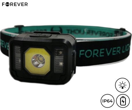FOREVER SENSO naglavna LED svetilka, 3W, lumnov, 4 načini svetenja, polnilna