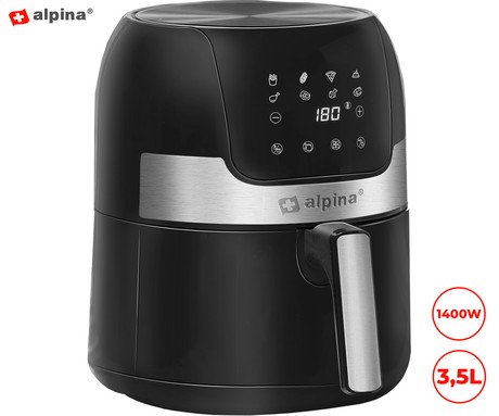 ALPINA cvrtnik/friteza na vroč zrak, XL, 3.5L, brez olja, 80% manj maščob, 1400W,