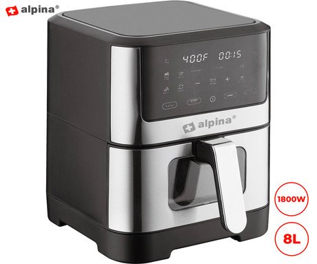 ALPINA cvrtnik/friteza na vroč zrak, XXL, 8L, brez olja, 80% manj maščob,