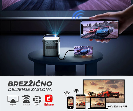 BYINTEK Vevshao V50 prenosni 3D LED DLP projektor, Android, Dual WiFi, - Image 5