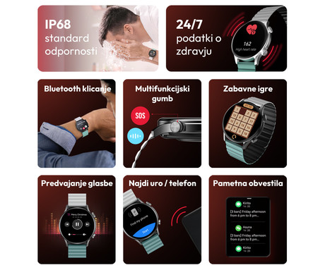 Kieslect Kr Pro Ltd pametna ura, 1.43" AMOLED, BT 5.3, Android + iOS, klicanje, - Image 6