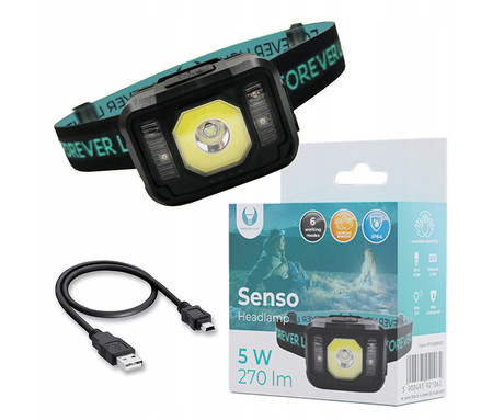 FOREVER SENSO naglavna LED svetilka, 3W, lumnov, 4 načini svetenja, polnilna - Image 3