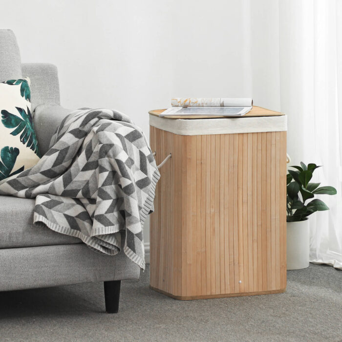 SONGMICS Košara za perilo Bamboo 72L 40 x 30 x 60 cm naravna, LCB10Y - Image 4
