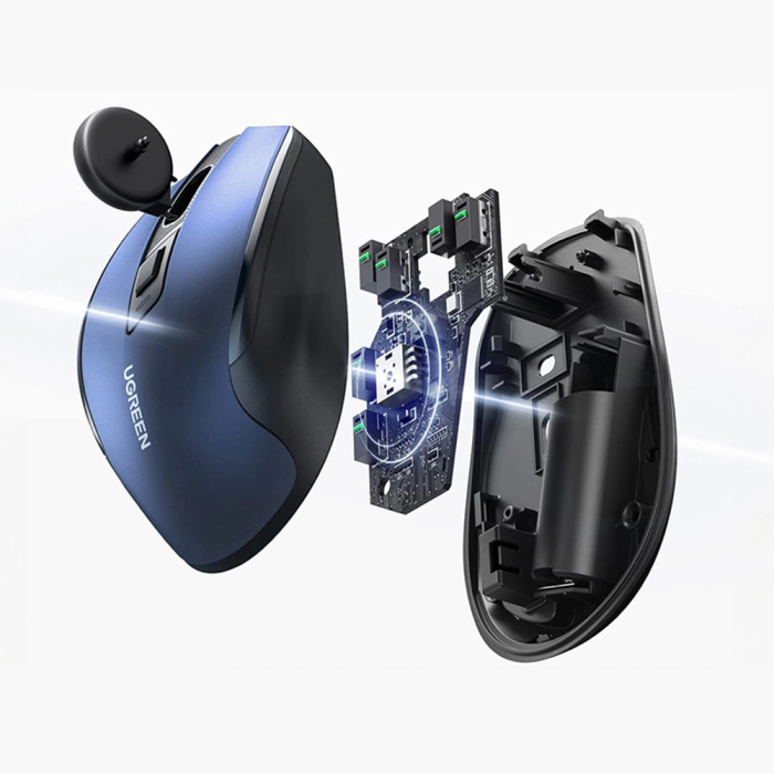 Brezžična miška UGREEN Bluetooth 5.0 in 2,4 Ghz z USB sprejemnikom - modra - Image 4